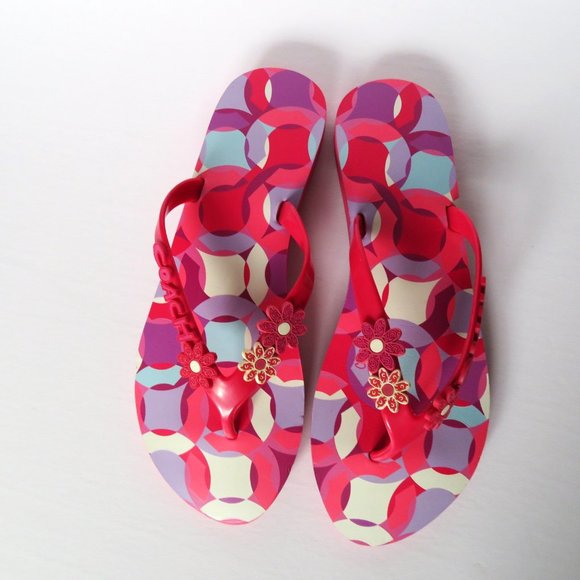 NWOT COACH KERRIE PINK FLORAL FLIP FLOP SANDALS 8 - Picture 2 of 8